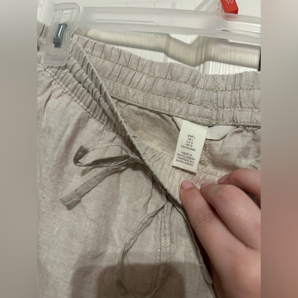 NWOT H&M Beige Straight Leg Linen Pants - Picture 8 of 9